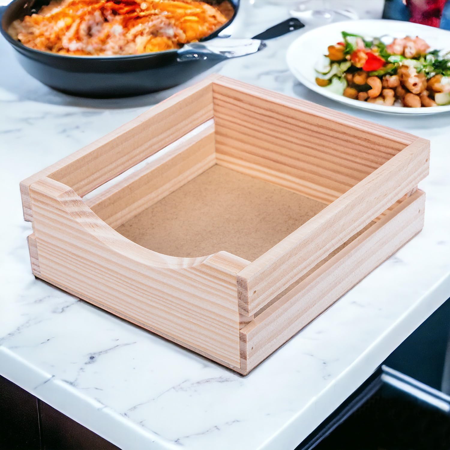 TWO TIGERS | Servilleteros Individuales Cuadrados | Madera Natural con Listones | 12 Unidades | Tamaño: 14 x 15 x 6 cm | Ideal Para Hostelería Bares Restaurantes | Para Servilletas Cocktail 12,5 cm