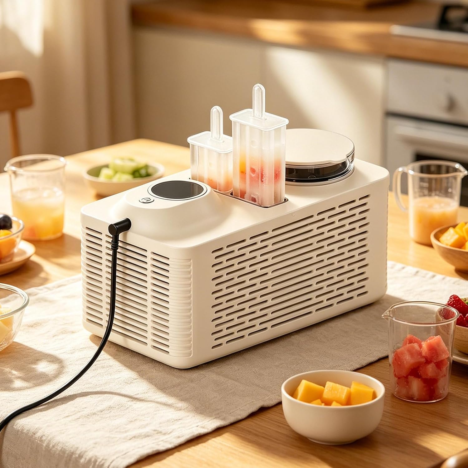 Mini Ice Machine Ice Cube Maker - Small Ice Makers Countertop Mini with 30-Minute Per Freezing Cycle, 2 Popsicles Per Batch, 4 Popsicle Sticks for Continuous Making,Dual Power Purple