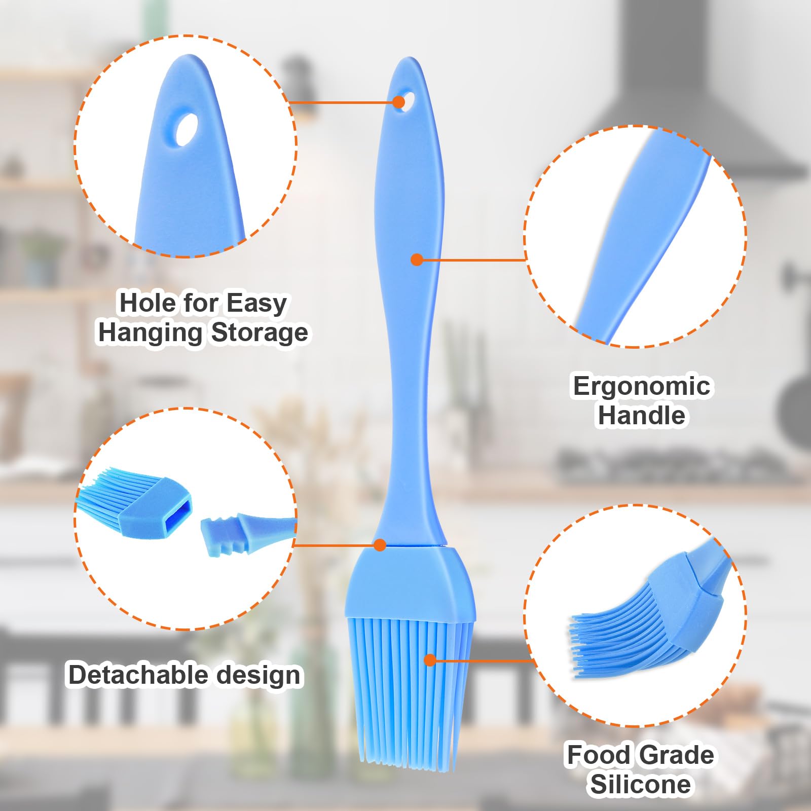 COMNICO 5 pennelli da pasticceria in silicone resistenti al calore per barbecue, olio, burro, burro vegetale, salsa, marinate, spazzola in gomma per cucinare grigliare cottura e spalmare utensili da