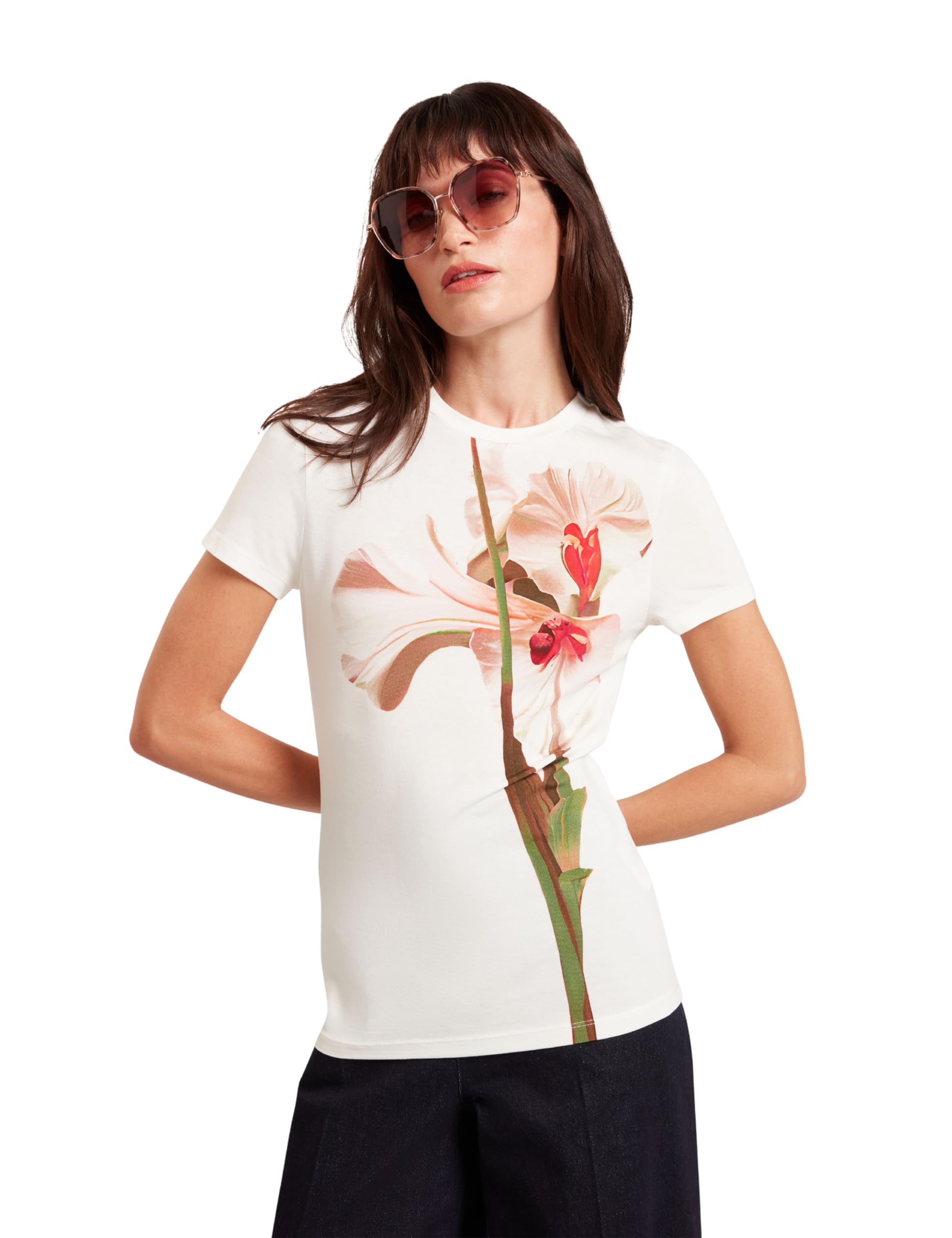 Ted Baker London meeliee-Printed Fitted tee, Nude-Pink