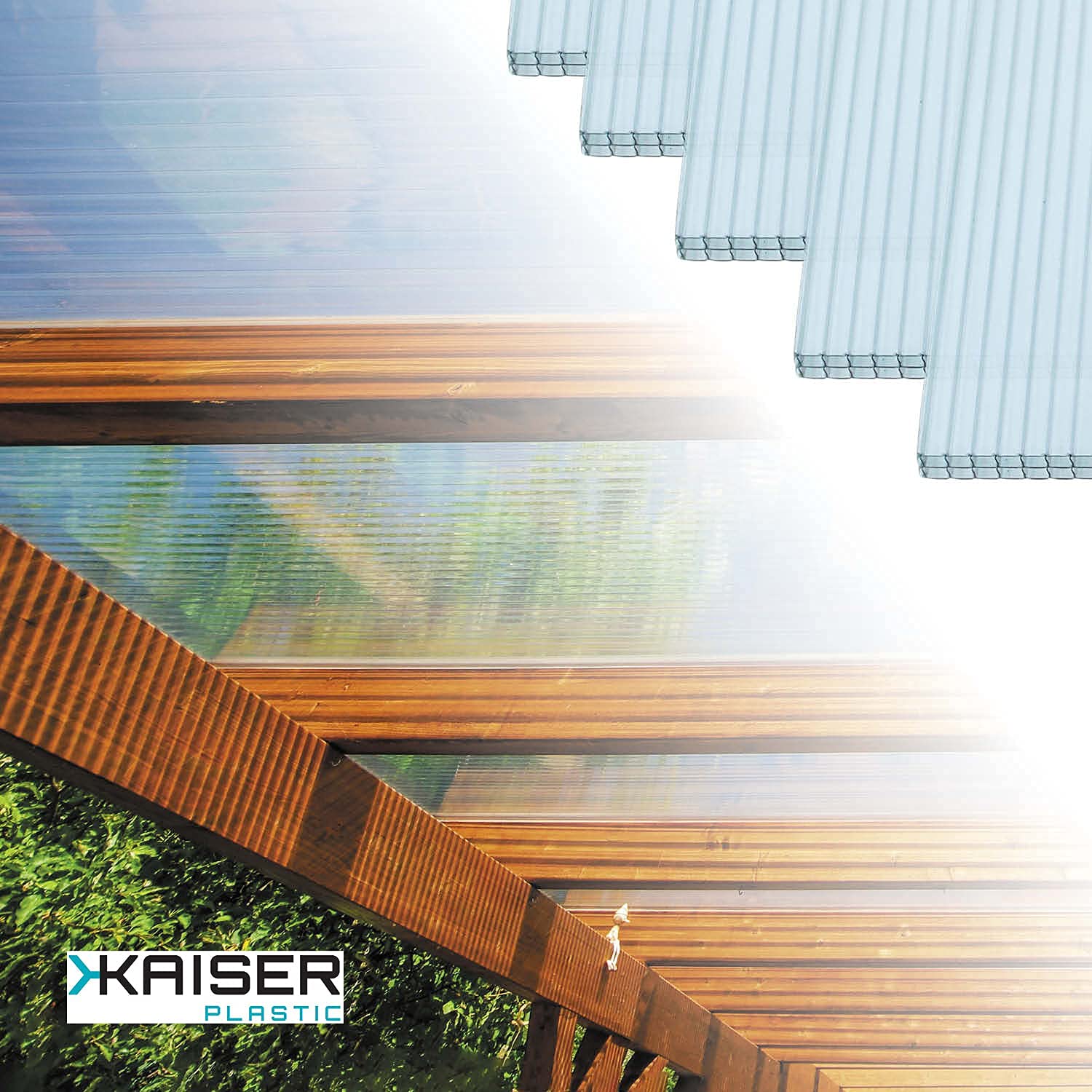 KAISER plastic® Planchas alveolares dobles 16/20 | Xtra Strong (PC) | 98 cm de ancho x 250 cm de longitud | 5 unidades | color: transparente y con protección UV