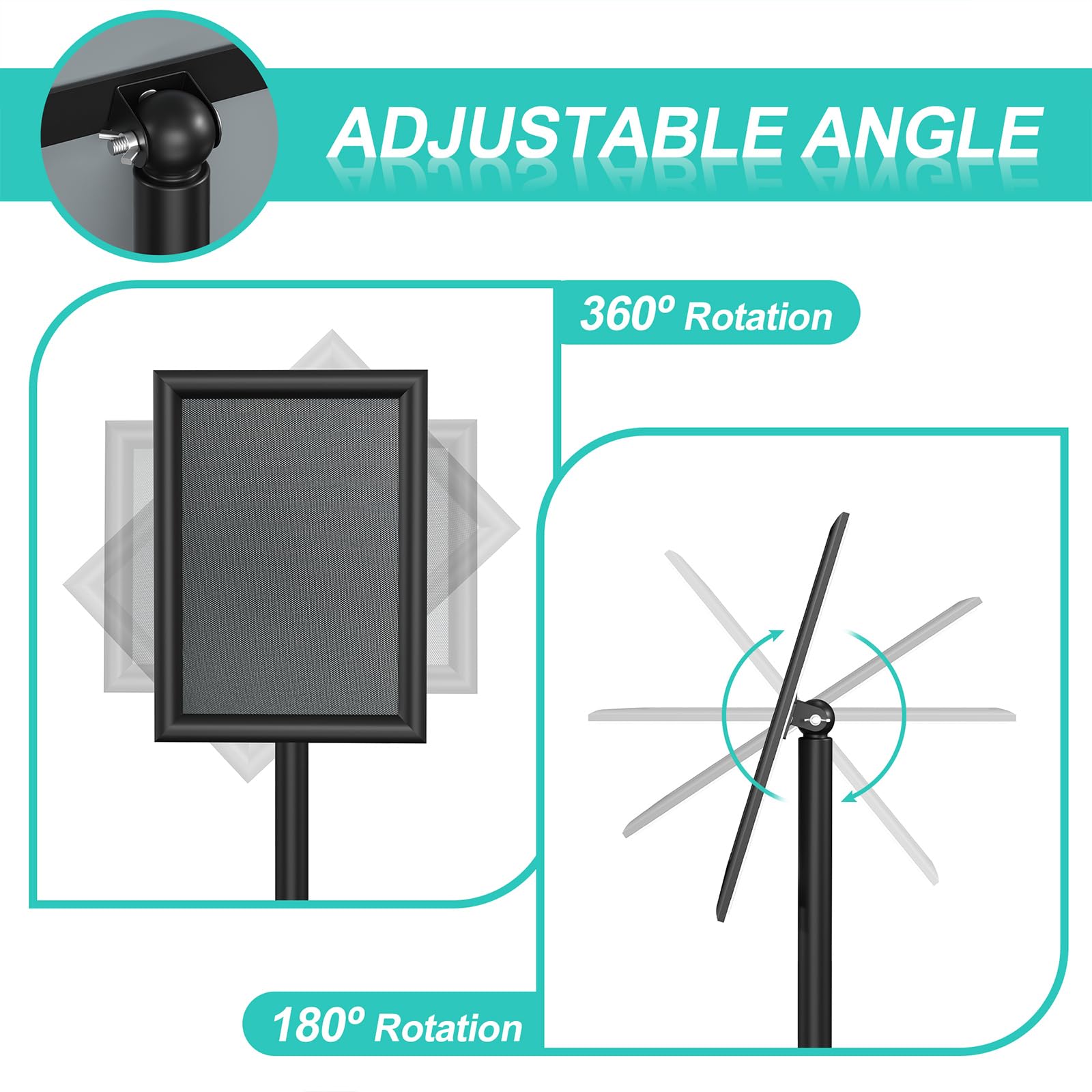 Soporte para Carteles, Soportes para Carteles de Altura Ajustable A4, Soporte de Señalización, Acero Inoxidable, Ajustable de 91 a 124 cm, para Cartel Personalizado, Menú Restaurante