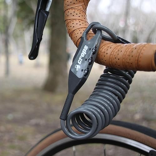 Miniatura 7 de CROPS Q5-COCON - Cable de bloqueo de bicicleta amarillo de 6 pies, 3 dígitos reiniciable, diseño compacto, fácil de transportar, cable de bloqueo de