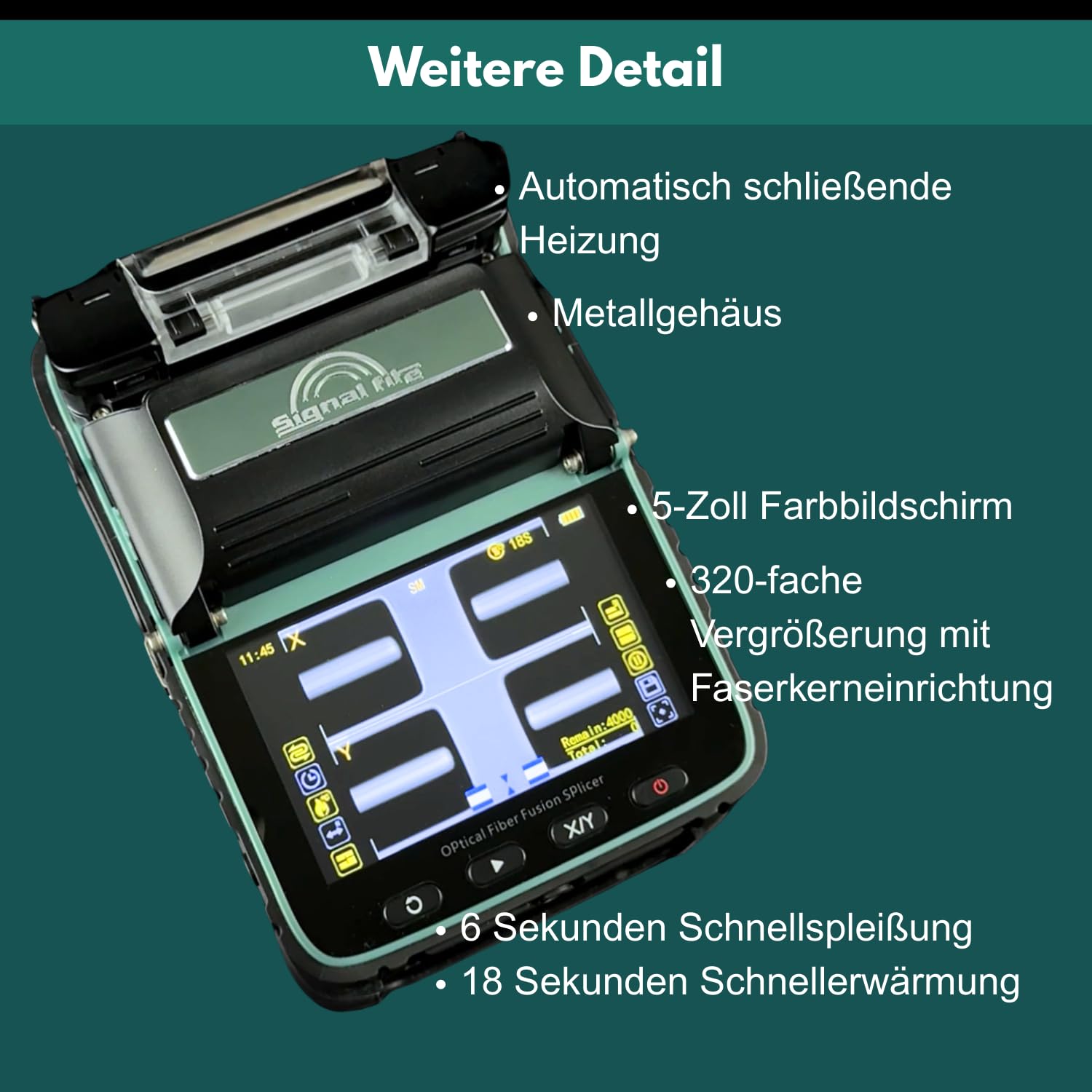 AI-6A+ Glasfaser Spleißgerät Touchscreen-Version Fusionsspleißgerät Fusion Splicer Kit Kernaligner mit 6 Motoren, OPM/VFL | 8s Spleißzeit, 18s Schrumpfzeit | Für SM/MM/DS/NZDS
