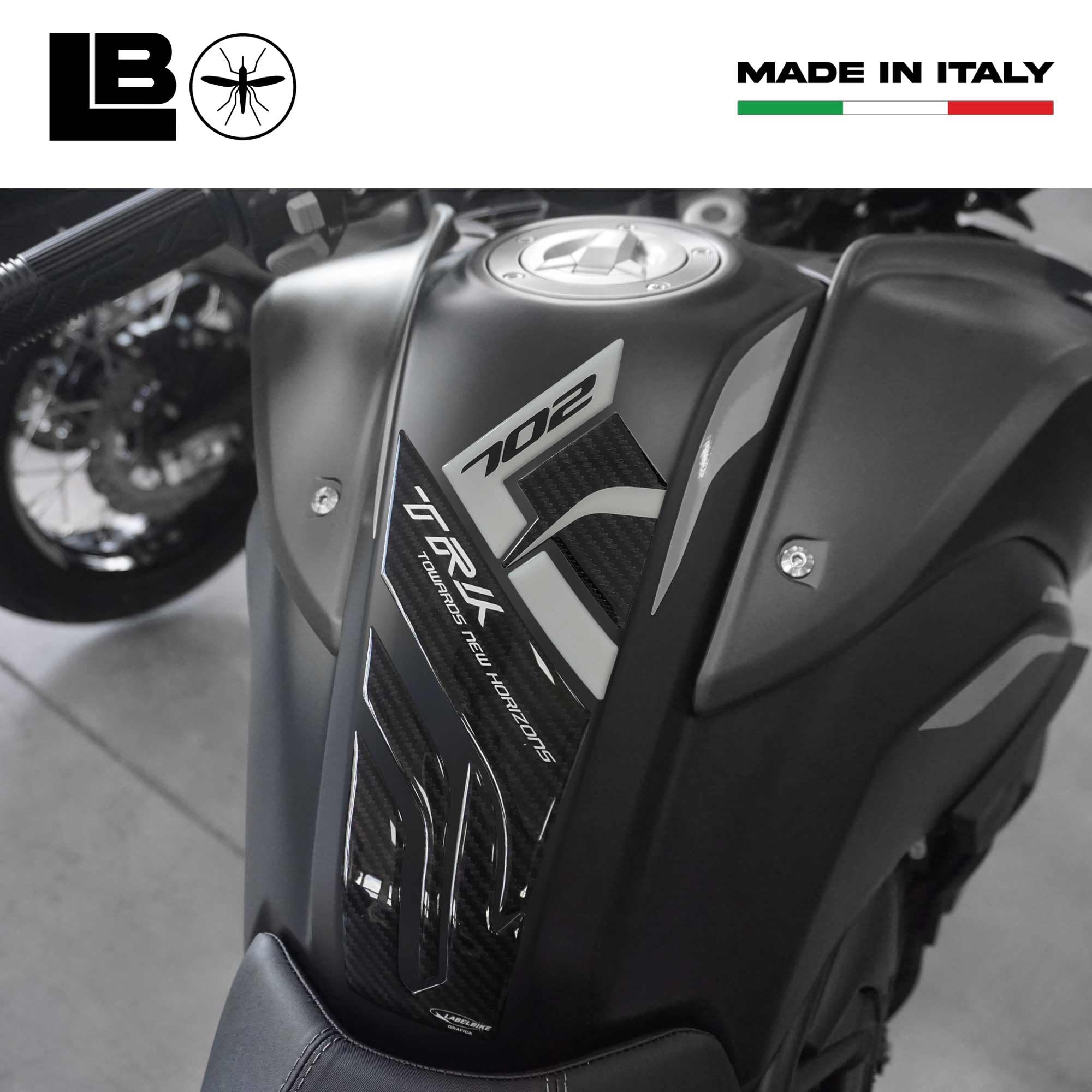 labelbike - Naklejka żelowa 3D na Zbiornik paliwa Motocykla kompatybilna z Benelli TRK 702 - Carbon-like