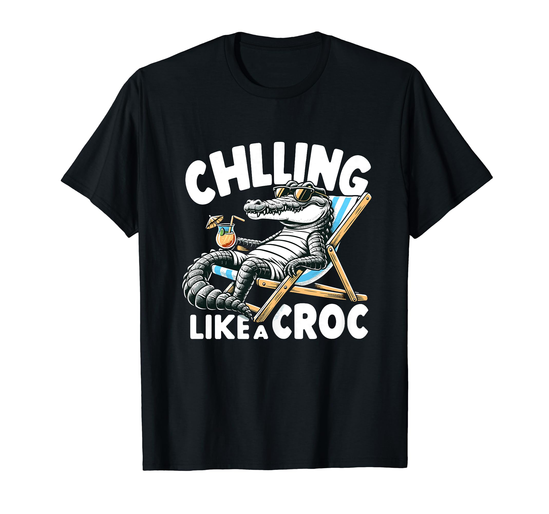 Chilling Like a Croc Relaxed Vacation Funny Crocodile T-Shirt