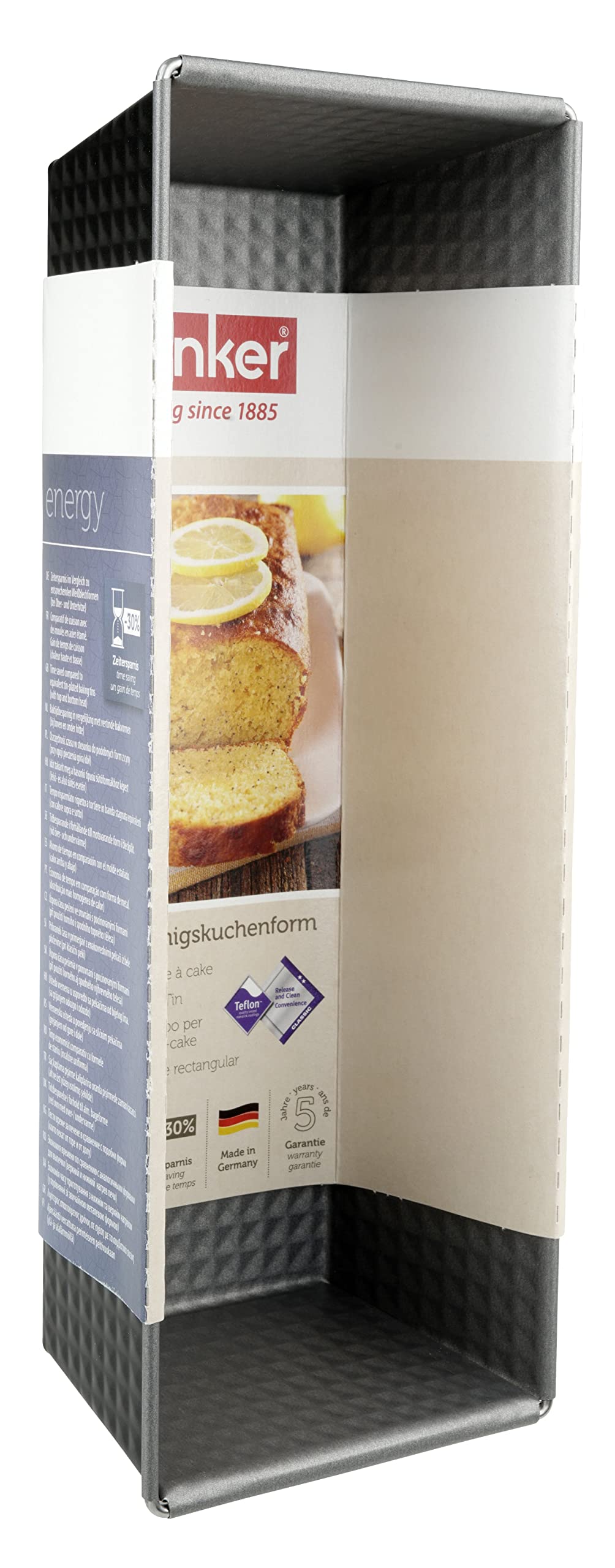 Zenker Energy Forma do pieczenia – Premium forma do pieczenia, 305 x 115 x 73 mm, 1650 ml, odporna na temperaturę do 230°C, szara