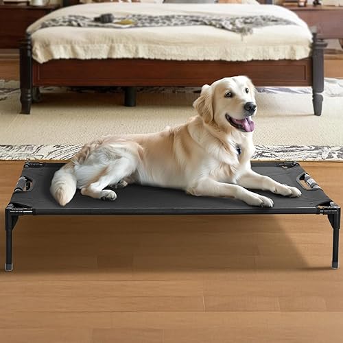 Miniatura 7 de Petsfit Cama elevada refrescante para perros, cuna para mascotas al aire libre para perros grandes, cama para mascotas con firmeza ajustable