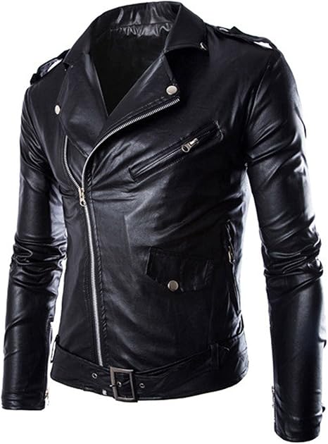 CHICAGO-FASHIONS De los Hombres Slim Fit Brando Biker Negro Sintético  Chamarra de Piel : Amazon.com.mx: Ropa, Zapatos y Accesorios