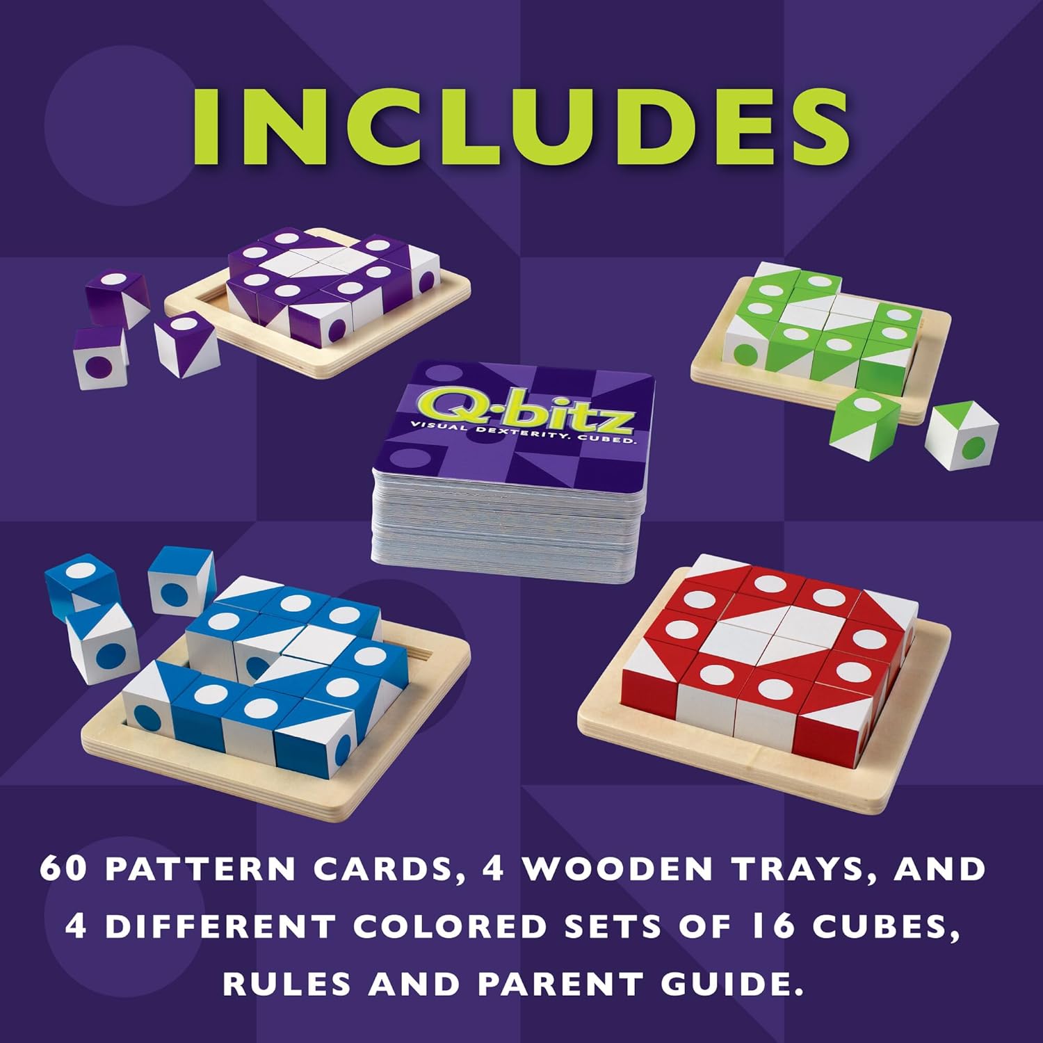 Mindware Q-Bitz Pattern Matching Fun Board Games for Family Game Night | Ages 8 and up 2-4 Players
