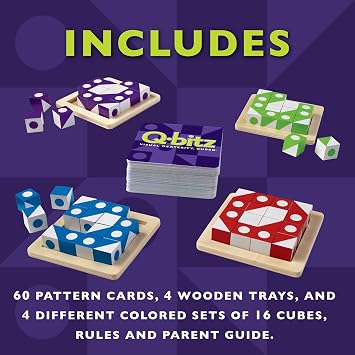 Mindware Q-Bitz Pattern Matching Fun Board Games for Family Game Night | Ages 8 and up 2-4 Players