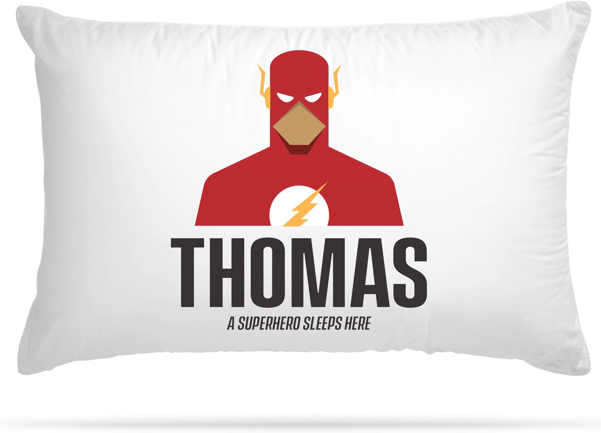 Personalised Pillow Case 15 Different Superhero Any Name Print Gift for Kids Bedroom Decoration Boys and Girls (Flash)