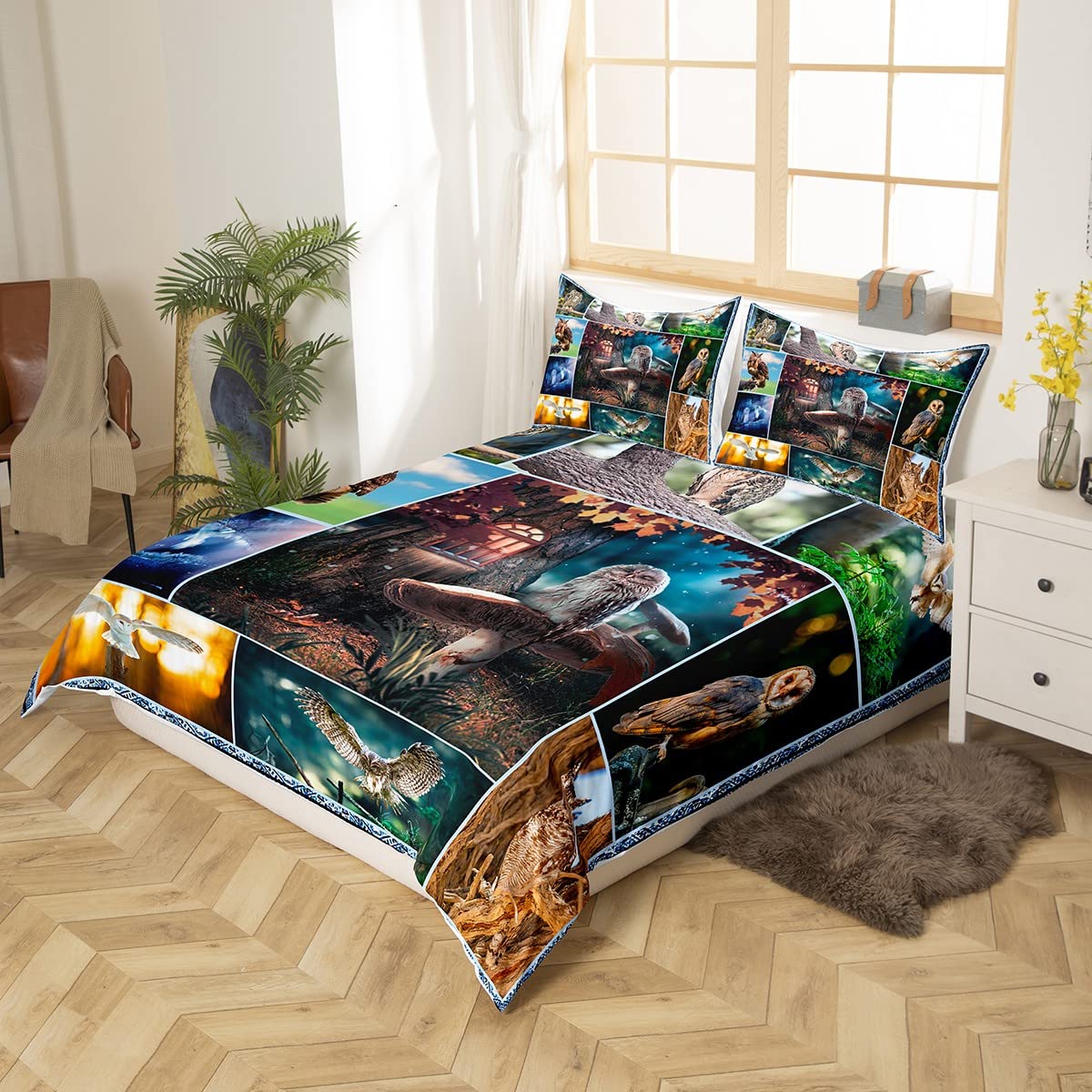 Loussiesd Set di biancheria da letto 3 pezzi 230x220cm con copripiumino stampato a tema animali 3D per bambini, motivo: giraffa, coperta per bambini, ragazzi