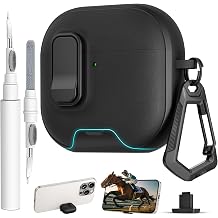 for AirPods 4 Case with Lock,TPU Leather Texture Protective Durability Anti-Lost & Shockproof Protective Cover Accessories with Cleaning Kit in Keychain for Apple iPod 4 Generation Black