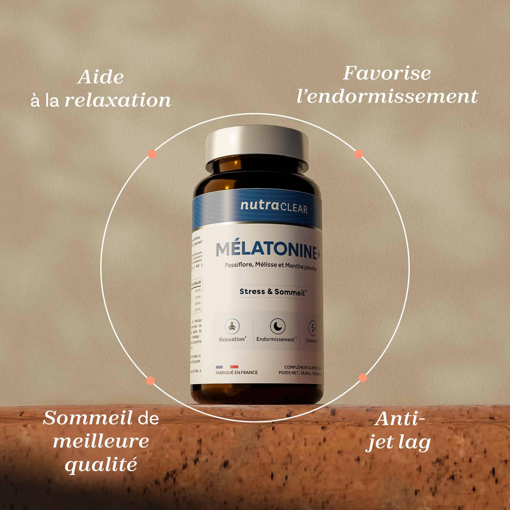 Cure de 3 mois Mélatonine + (3x60 Gélules) | Sommeil | 1,9mg de mélatonine + Passiflore, mélisse et menthe poivrée