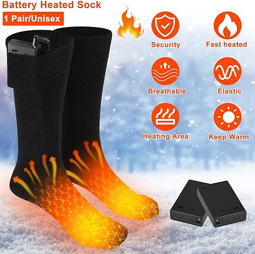 Miniatura 2 de KOCASO Calcetines calefactables eléctricos para hombres y mujeres, calcetines de invierno con aislamiento térmico, unisex, para clima frío, uso al