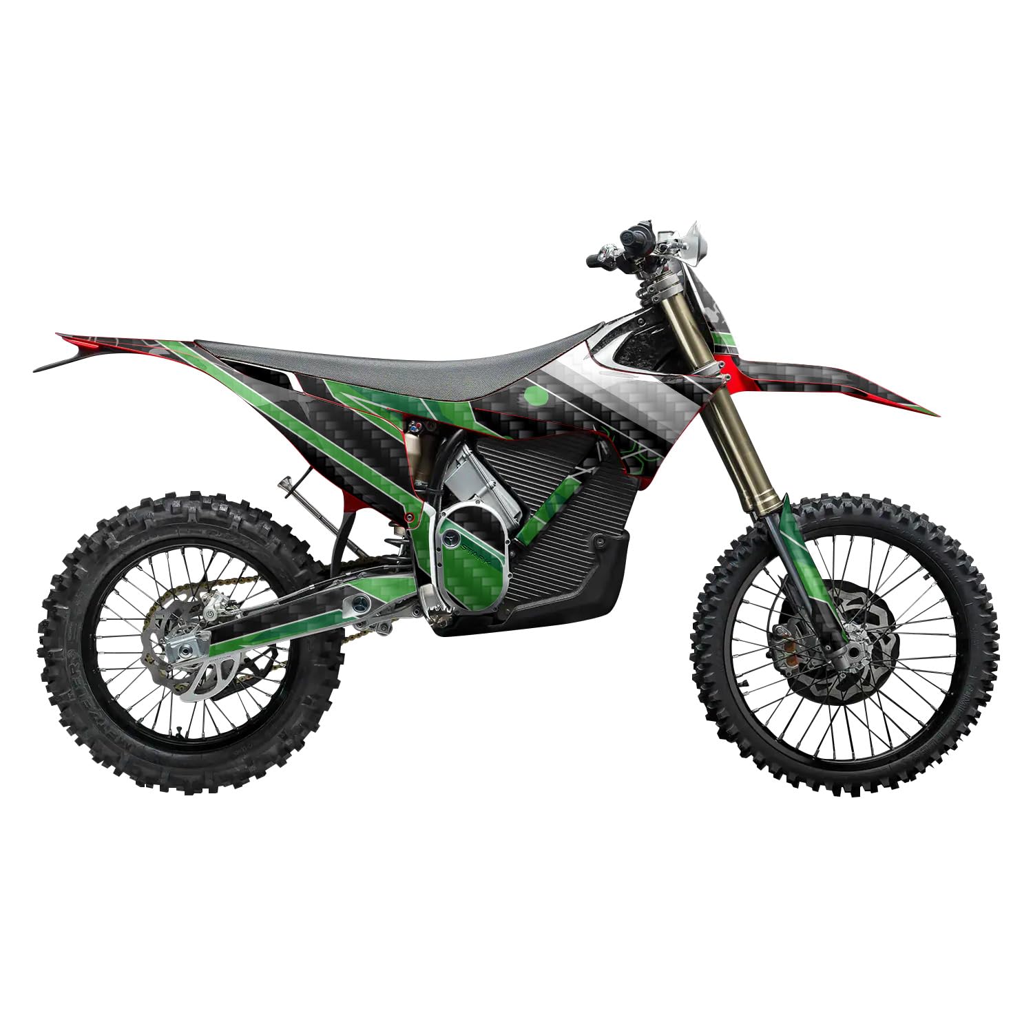 Carbon Fiber Stark Varg MX 2023-2025 Graphics Kit Wrap - Racing Chaos Green - Varg MX Skin - Premium 3M Vinyl Protective Wrap Decal Cover - Easy to Apply | Crafted in The USA by MightySkins