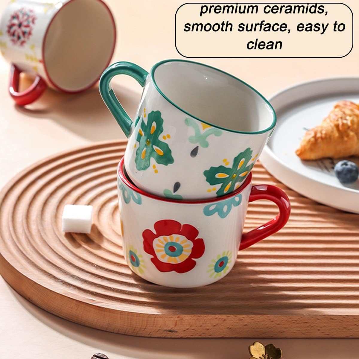 Ceramiczne kubki do kawy Dekoracyjny kubek do rękodzieła, wyposażenie, kubek do herbaty, kawy, płatków zbożowych, kakao, gorącej czekolady, mleka, 1 sztuka
