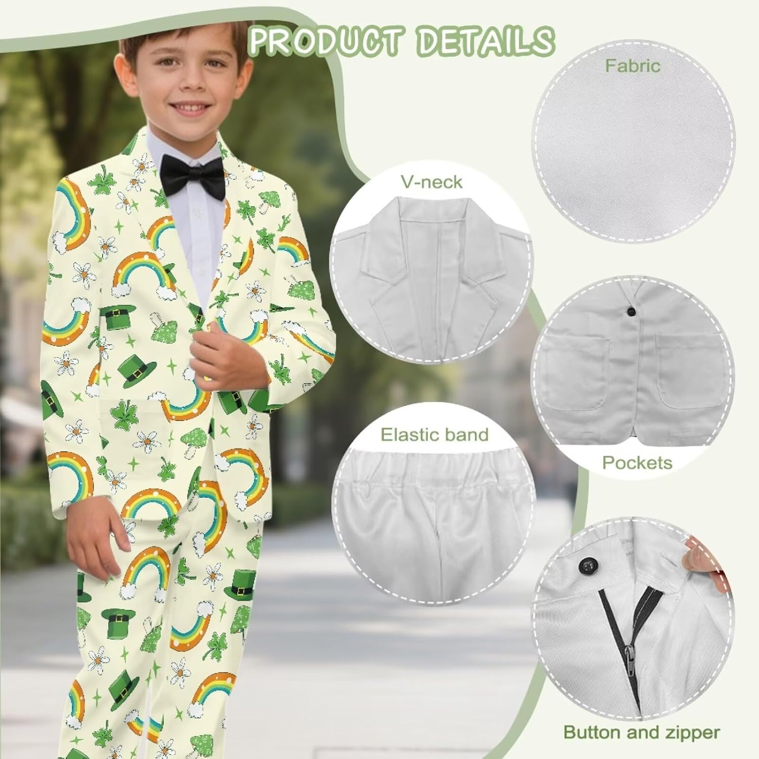Suit Set for Boy, Soft 2 Piece Blazer Set Formal Slim Fit Tuxedo Outfit Lapel Blazer Jacket and Pant Size 5-14 Years