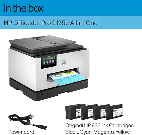 Miniatura 6 de HP OfficeJet Pro 9135e Impresora inalámbrica todo en uno de inyección de tinta a color, impresión, escaneo, copia, fax, ADF, impresión dúplex mejor