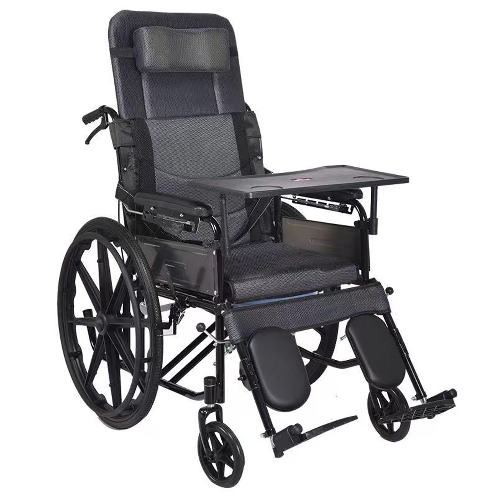 Silla de ruedas reclinable plegable, silla de movilidad portátil ligera con reposapiés y reposabrazos extraíbles, diseño bariátrico