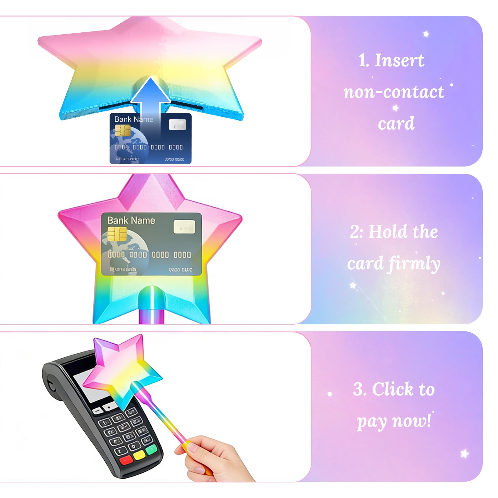 Credit Card Wand, 3D Printed Magic Tap to Pay Wand, Star Magic Wands Digital Payment Star Wands for Easy Checkout Suitable Scenarios for Card Payment 1pcs — view 6