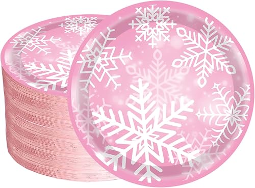80 Stück Schneeflocken-Pappteller, Eiskönigin Schneeflocke, Partyzubehör, 17,8 c