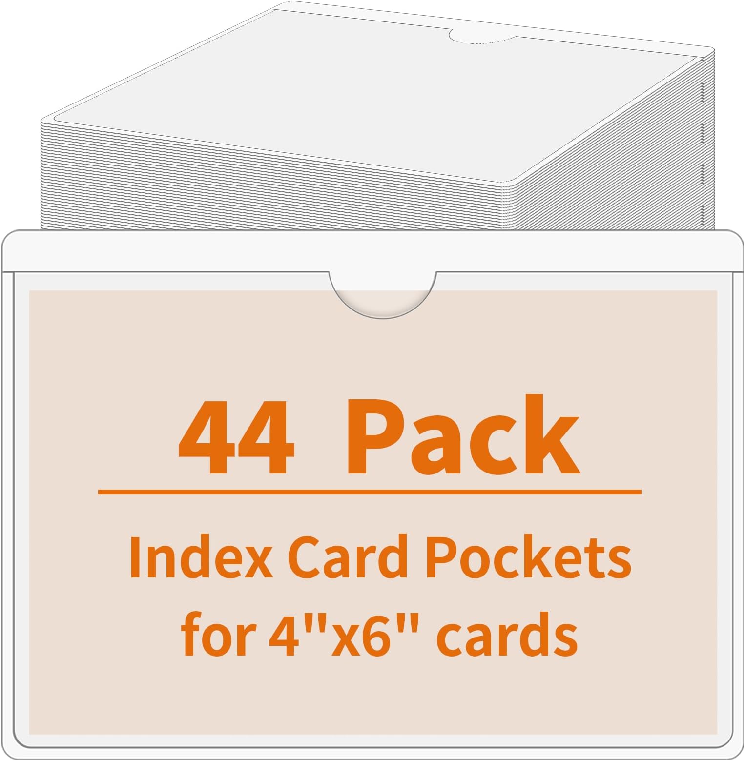 44 Pack Storage Bins Labels, 4x6 Photo Sleeves, Clear Index Card Holder, Plastic Adhesive Pockets for Tote Cards Organizing Bins Box Drawer