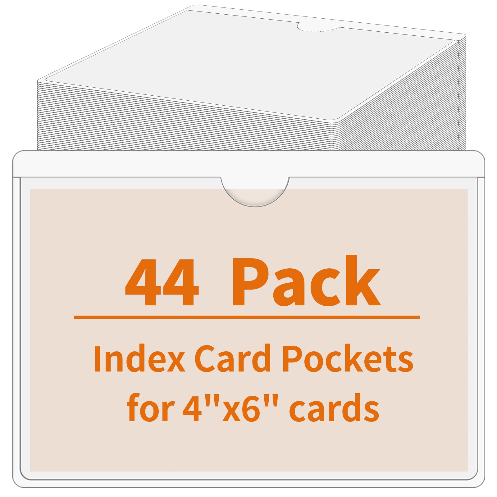 44 Pack Storage Bins Labels, 4x6 Photo Sleeves, Clear Index Card Holder, Plastic Adhesive Pockets for Tote Cards Organizing Bins Box Drawer