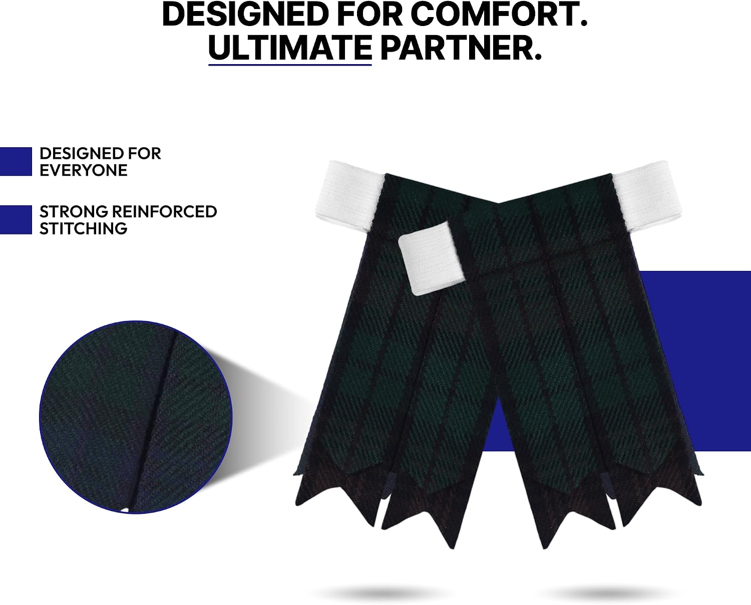 Scottish Tartan Kilt Flashes with Elastic Adjusters