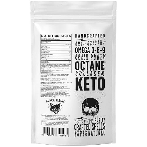 Miniatura 4 de Black Magic Coffee Creamer - Colágeno alimentado con hierba, ghee, omega, proteínas, cafeína y cúrcuma, apto para dieta keto y paleo, sabor a crema