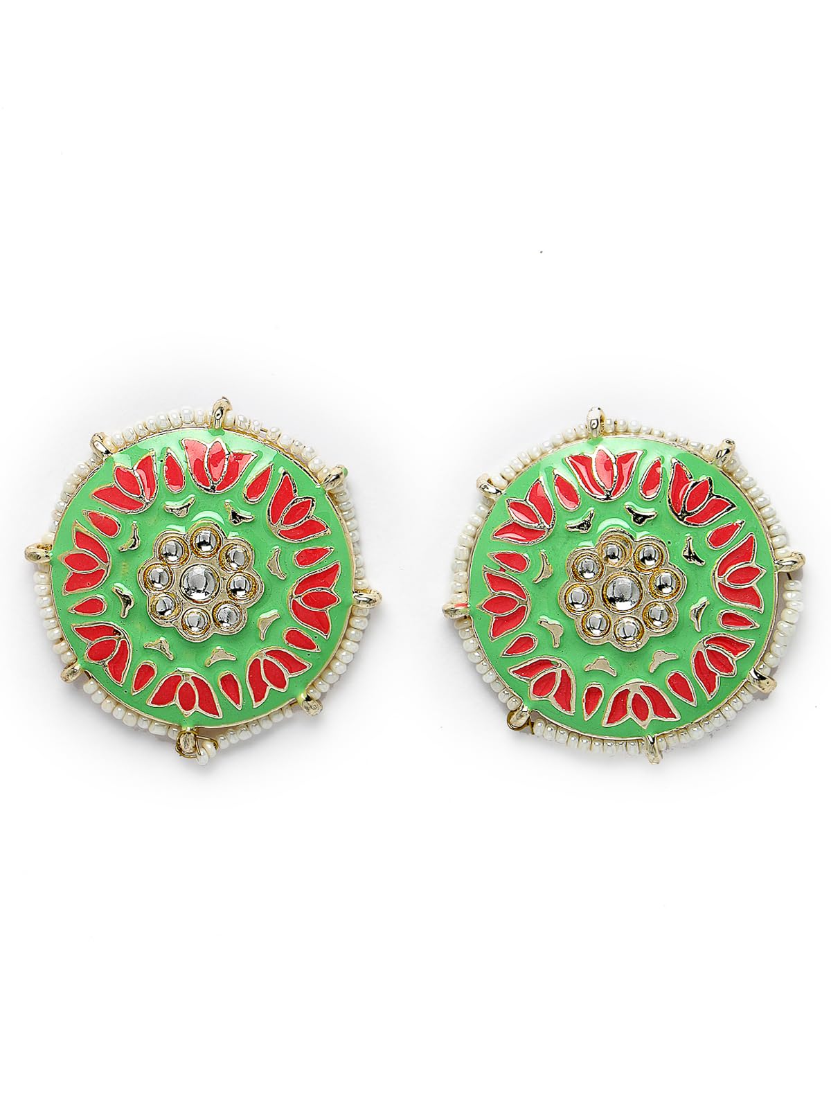 Studio Sukkhi Eye-Catchy Gold Plated With Mint Green And Pink Meenakari Studs Earrings For Women And Girls (E105782) (B0CPLZ1FDT) Amazon Price History, Amazon Price Tracker