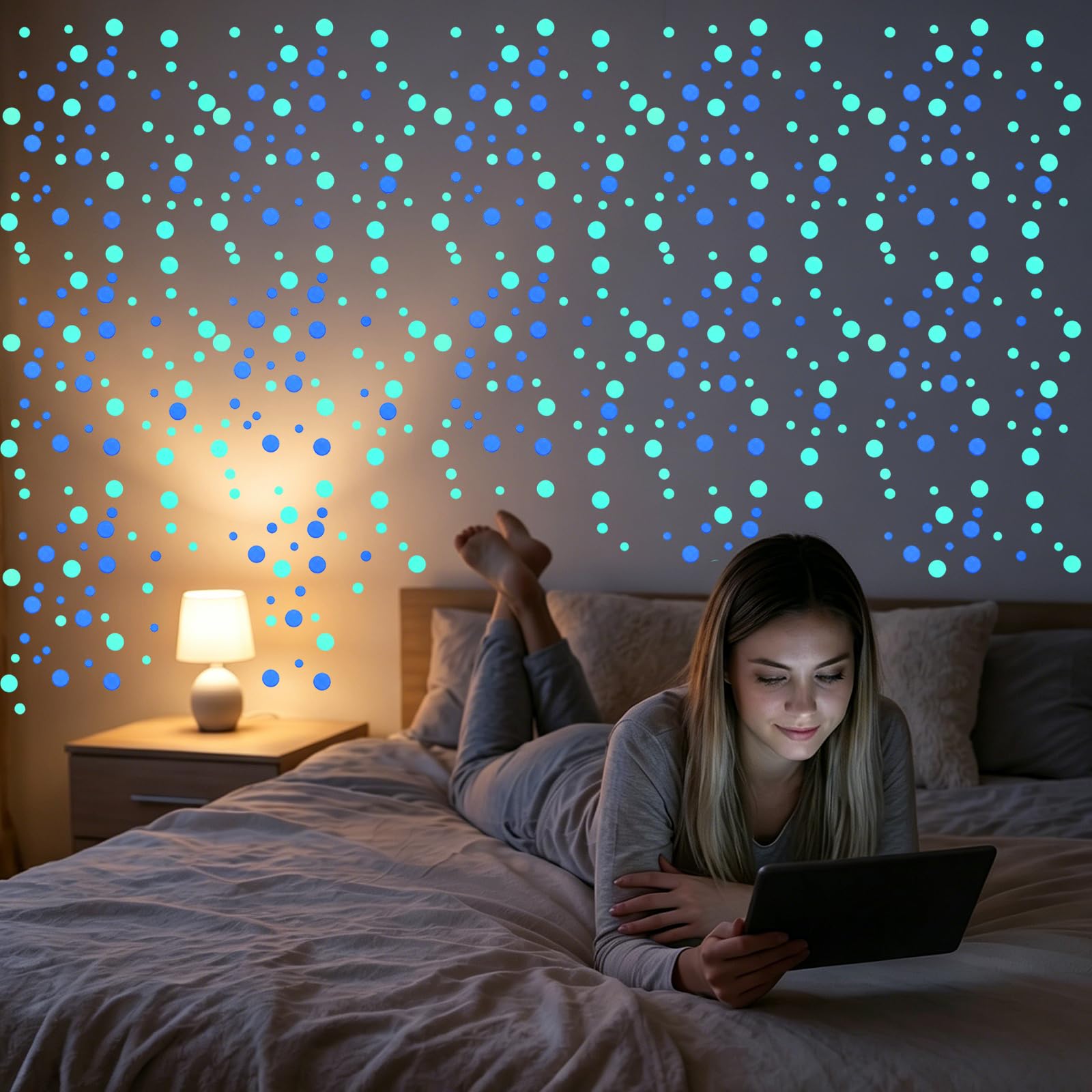 4 Blatt autocollants muraux phosphorescents, autocollants phosphorescents, autocollants de plafond, autocollants muraux pour décoration de chambre, plafond, mur