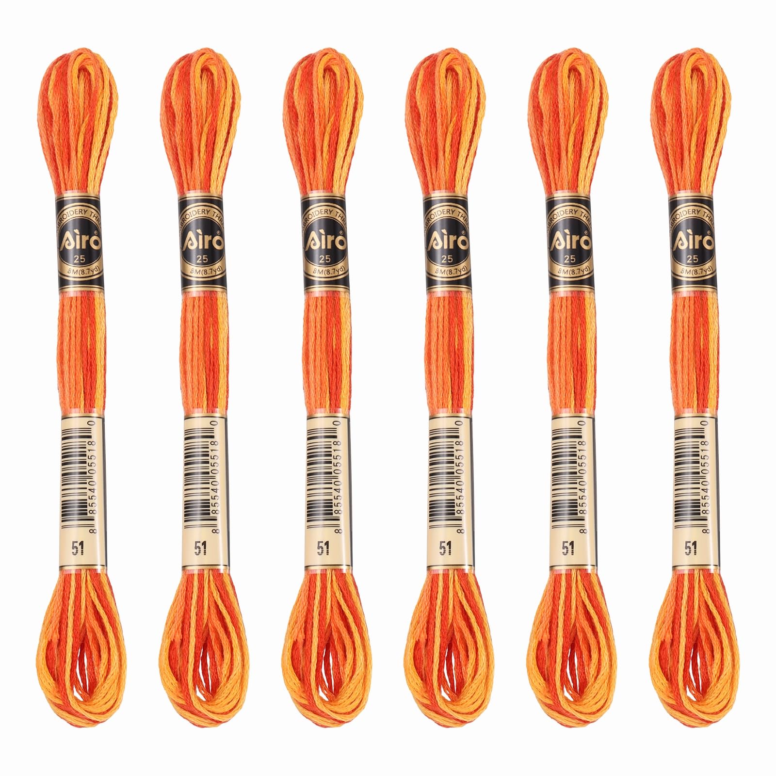PATIKIL 6 Skeins Embroidery Floss, Polyester Embroidery Threads Bracelets String for Cross-Stitch Hand Embroidery, Orange
