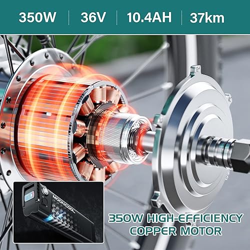 Miniatura 6 de ABORON Triciclos eléctricos de 24 pulgadas y 26 pulgadas, batería de litio de 36 V, 10 Ah y 350 W, certificado UL, E-Trike de 7 velocidades para