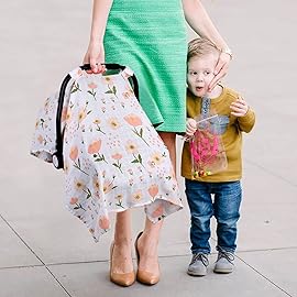Muslin Carseat Cover for Babies, Metplus Breathable Infant Carseat Cover Lightweight Baby Carrier Cover for Girls Boys, Fit Spring Summer/Hot Days/Warm Weather, Pink Floral