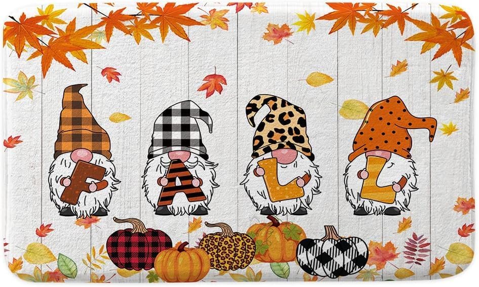 Miniatura 2 de Tapetes de baño de otoño, diseño de gnomo de calabaza otoñal, tapetes de baño de Acción de Gracias para baño, tapete de decoración de baño de otoño