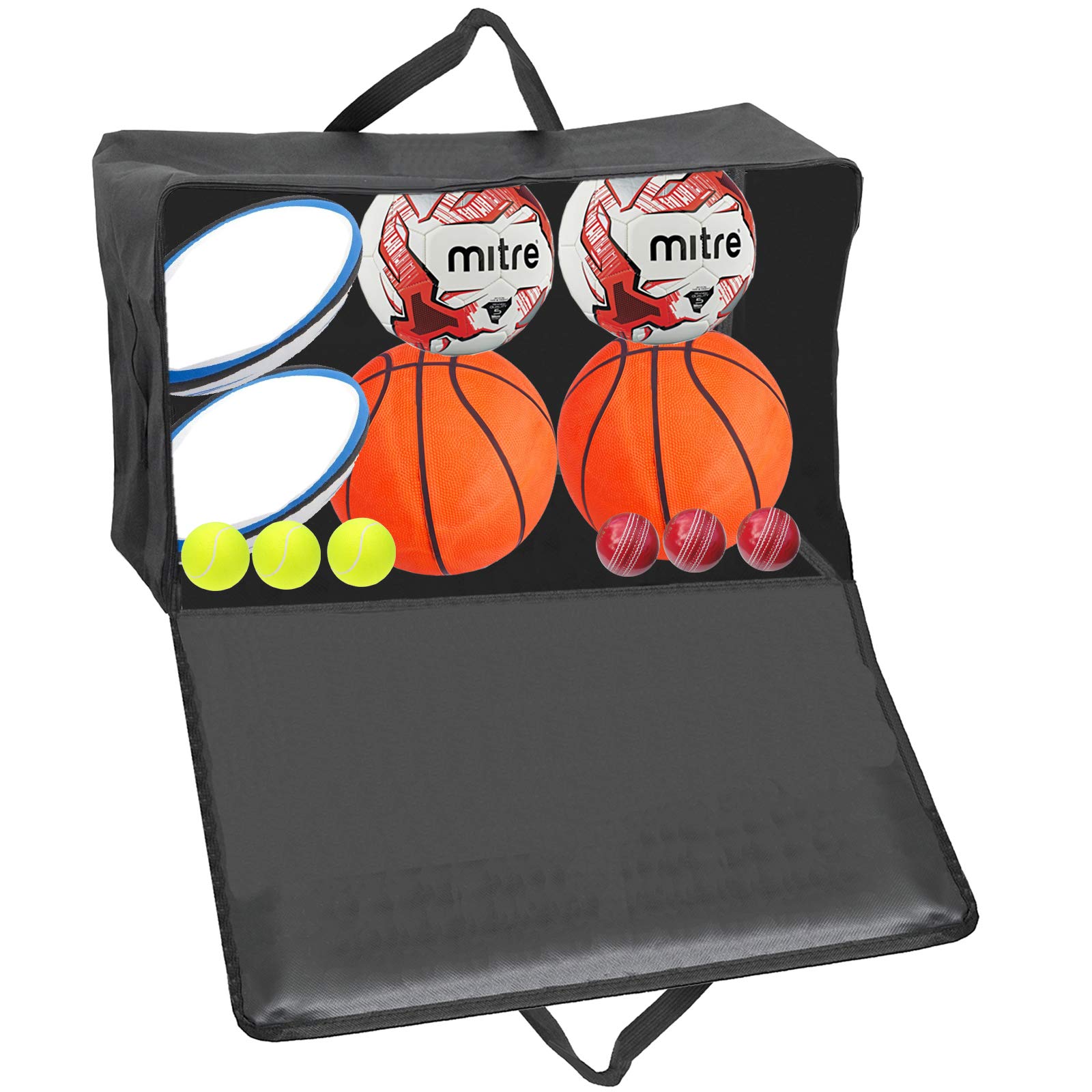 Spares2go Storage Bag for Sports Kit Football Balls Rugby Hockey Cricket Tennis (Black, 100L)