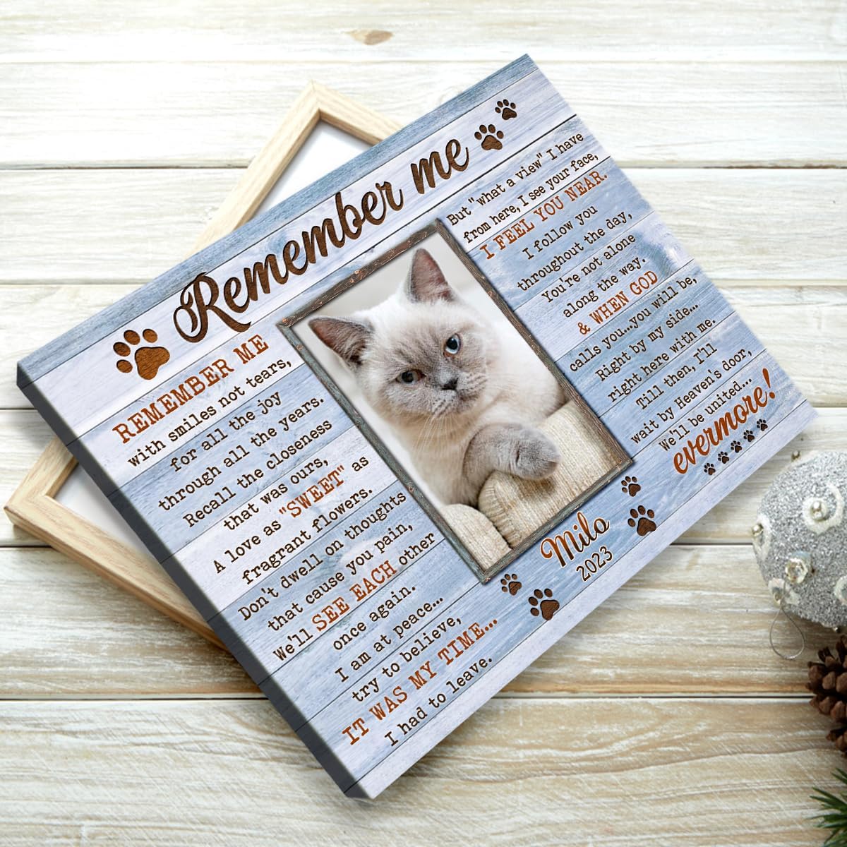 Cat Memorial Gift, Personalized Pet Memorial Picture Frame, Custom Pet Loss Keepsake, Cat Sympathy Gift, Pet Memorial Plaque - Horizontal Canvas - Ready To Hang (Cat Memorial)
