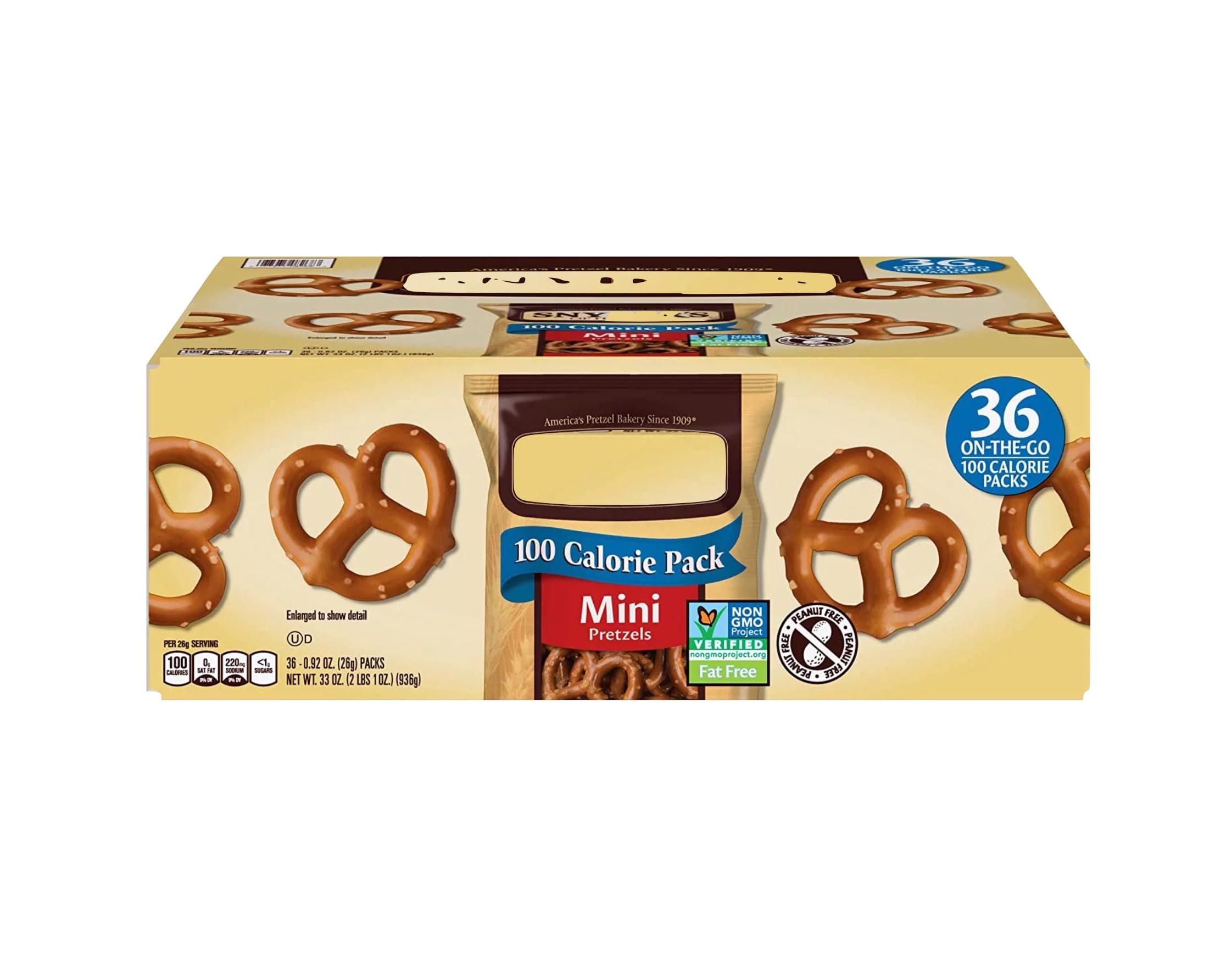 Amazon.com: Snyders of Hanover Mini Pretzels, 100 Calorie Individual Packs,  36 Ct