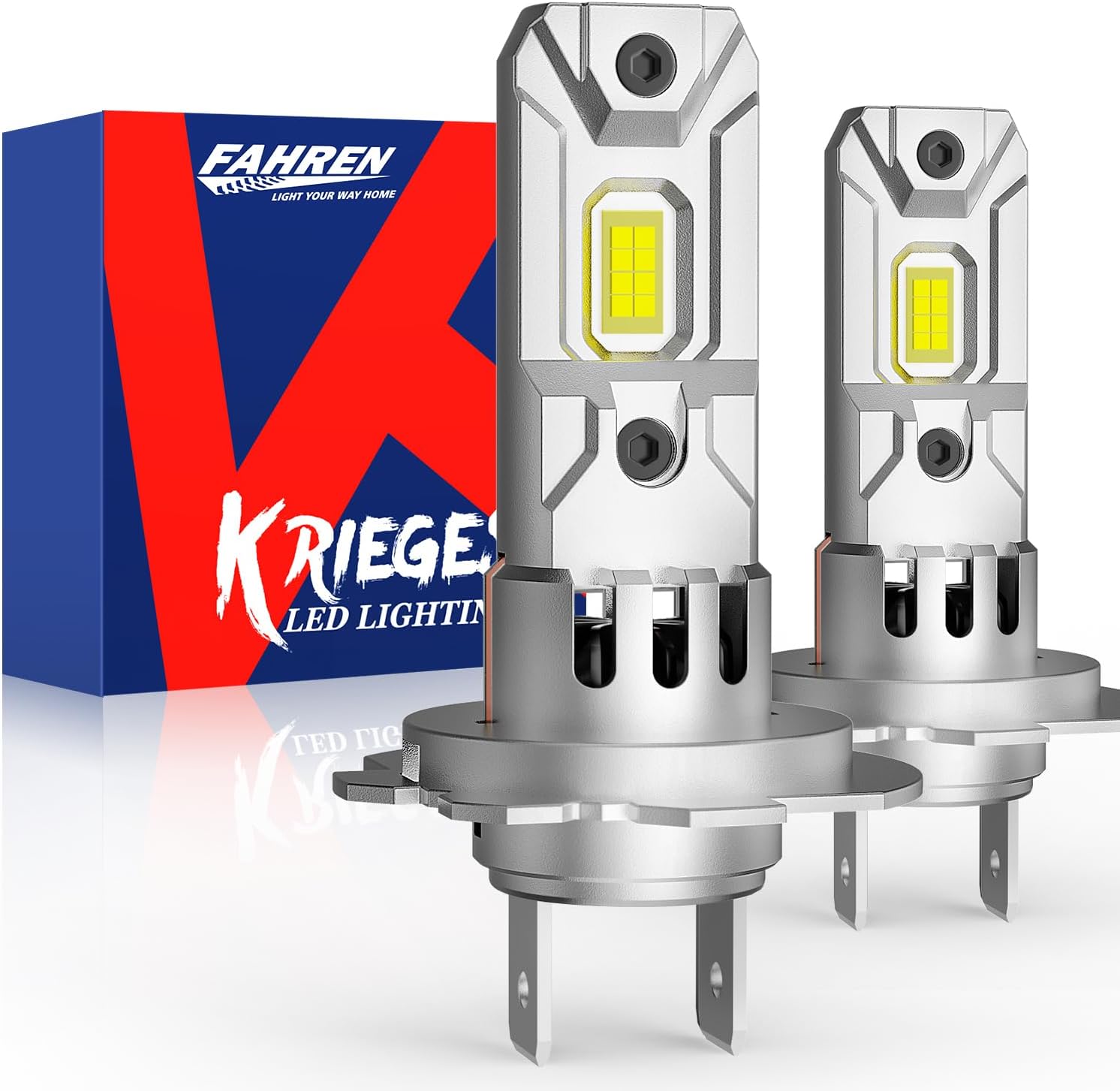 FAHREN Upgraded H7 Fog Light Bulbs, Real 1:1 Halogen Size No Adapter Required, Plug and Play with Fan, Last Long Canbus Ready, Pack of 2