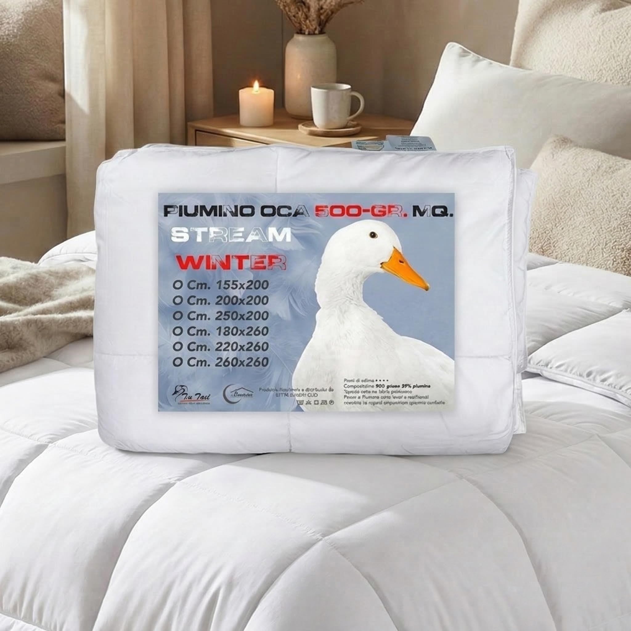 Pościel dla domu Kurtka puchowa gęś strumień 500 GR. 80% Pióro gęś 20% Biała gęś puchowa - 1 Plac I pół CM. 200X200