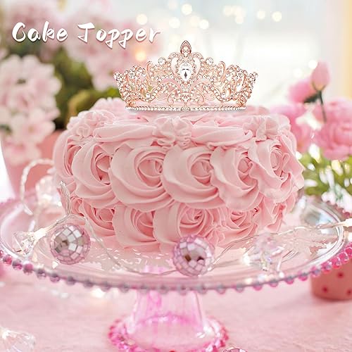 Miniatura 16 de CIEHER Tiara pequeña para decoración de pastel de cumpleaños para niñas, aleación plateado