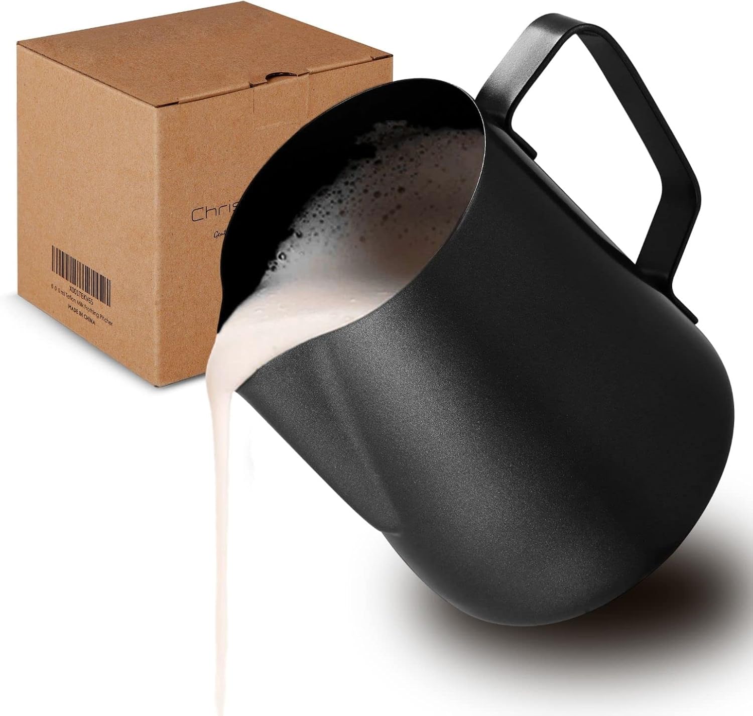 Milk Frothing Pitcher, Stainless Steel Creamer Non-Stick Teflon Frothing Pitcher 20 oz (600 ml), Matte Finish