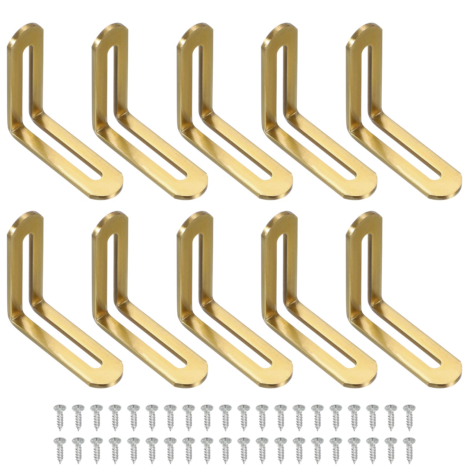 QUARKZMAN 10 Pezzi Staffe Angolari Regolabili A L Con Fessure 48x19x48 Mm 90 Gradi Supporto In Acciaio Per Scaffalature Mobili In Legno Costruzione Colore Oro