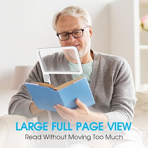 Miniatura 5 de Magnifier, Full Page Magnifier with Light, Handheld Folding Reading Magnifier with Light, 48 LED Lights, 3 Light Switching Modes - For Low Vision,