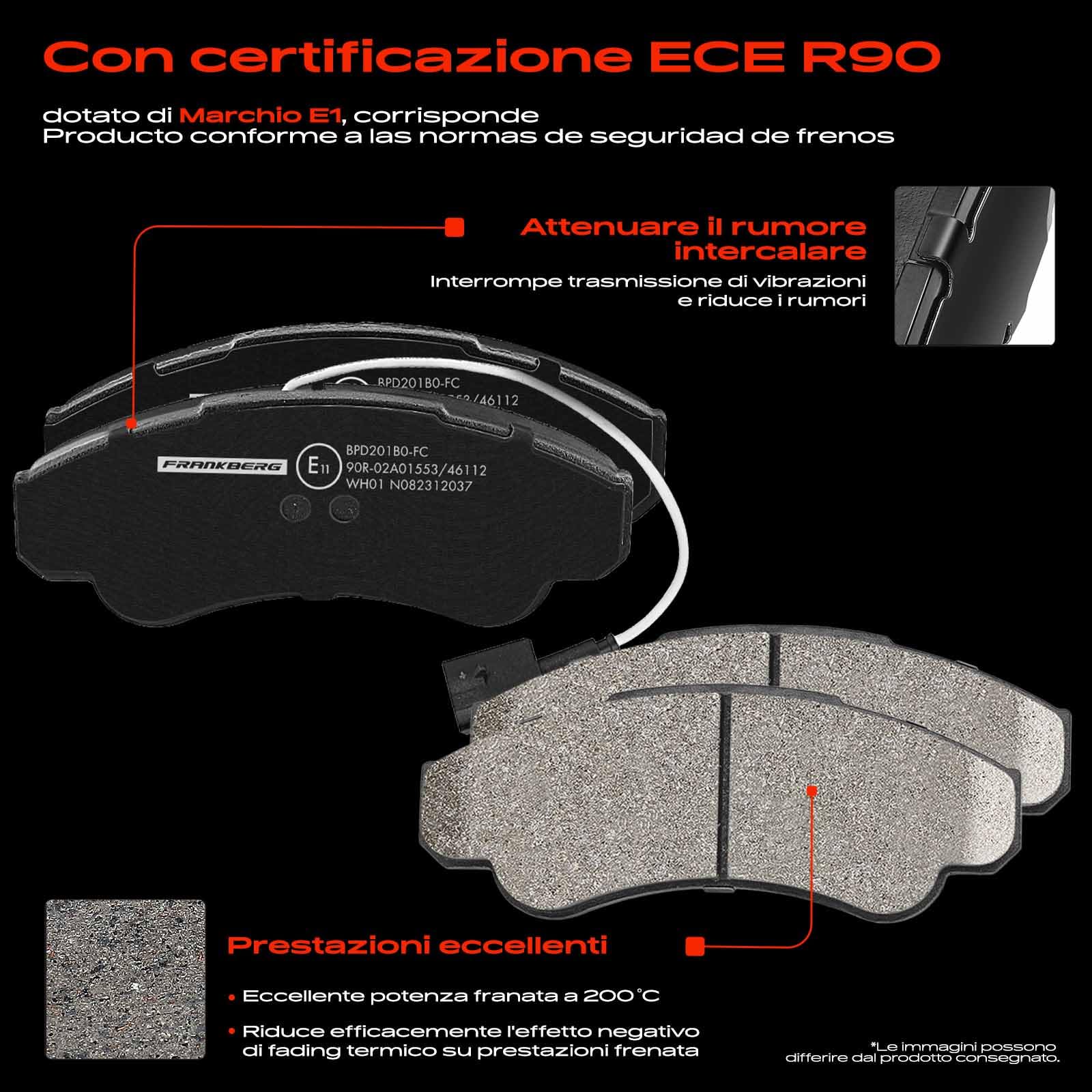 Frankberg Set freni incl. 2x Dischi Freno + 4x Pastiglie dei Freni Anteriore Compatibile con Ducato Bus 244 Ducato Bus 230 Jumper Furgone 230L Replace# 4246K3,1307356080