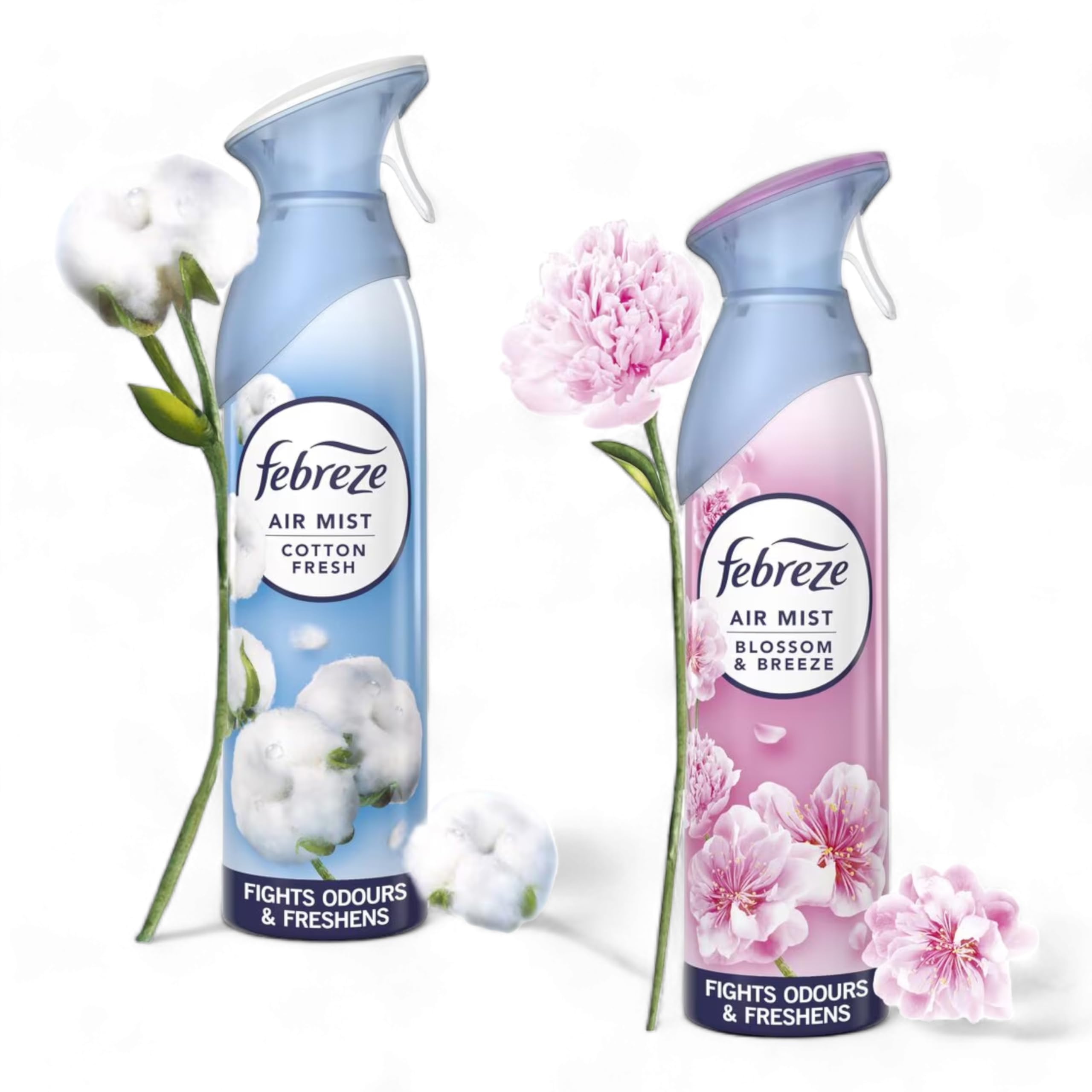 Air Mist Air Freshener Spray bundle - 1 x Blossom & Breeze, 1 x Cotton Fresh - 2 x 185ml - Air Freshener for Home, Room, Office, bulk buy box