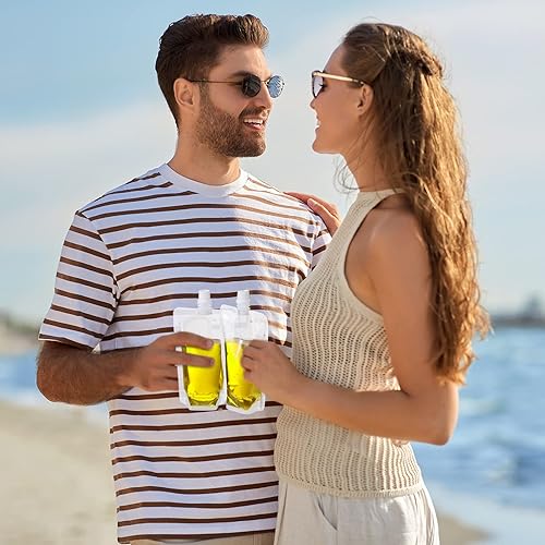 Miniatura 5 de Patelai Bolsa de plástico para líquidos, bolsas reutilizables para jugos, bolsa de agua de viaje, a prueba de fugas, a granel con embudo de silicona