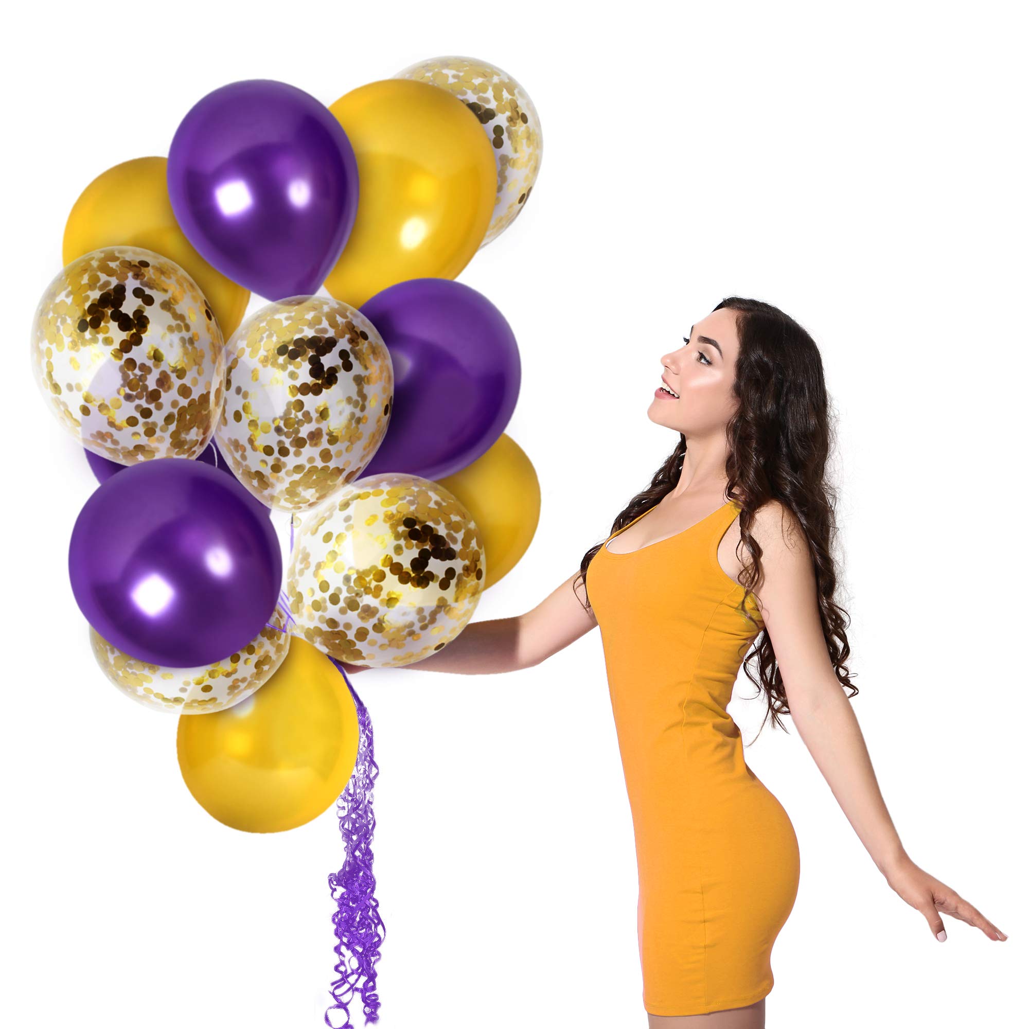 Mardi Gras Confetti Pearlized Purple And Gold Balloons 12 Inches
